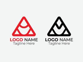 Red and black triangle line shape logo design vector