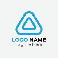 A blue color triangle line shape logo design vector