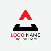Triangle logo design in red and black shape vector