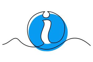 Minimalistic blue information symbol design with a flowing line element, representing a concept of knowledge, guidance, or help in a modern and abstract style. vector