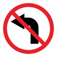 No left turn sign symbol, prohibitory traffic sign, red crossed out circle symbol with arrow pointing to the left silhouette vector