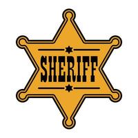 sheriff badge star, the emblem of a golden six pointed star with the inscription Sheriff, color illustration of hexagram symbol isolated on white background vector