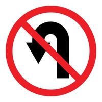 No U-turn sign symbol, prohibitory traffic sign U-turn prohibited, red crossed out circle symbol with arrow pointing back vector