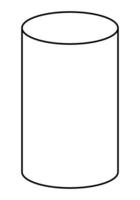 circular right cylinder shape, black and white illustration isolated on white background vector