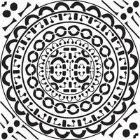 Round circle black seamless pattern on white background. Hand drawn fabric print vector