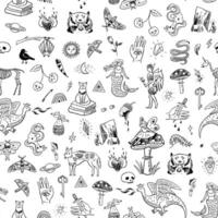 A black and white pattern with various symbols vector
