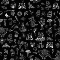 A black and white pattern with various symbols vector