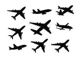 airplane silhouette set of different types of airplanes vector