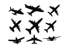 airplane silhouette set of different types of airplanes vector
