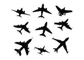 airplane silhouette set of different types of airplanes vector