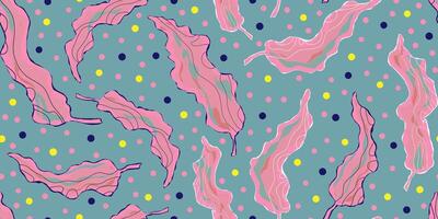 a pattern with pink and blue leaves on it vector