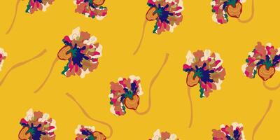 a pattern of flowers on a yellow background vector