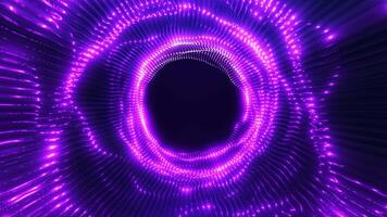 Digital futuristic tunnel with wave energy or travel in time and space. moving bright neon lines. High technology corridor, warp speed, wormhole. 4K looped animation. video