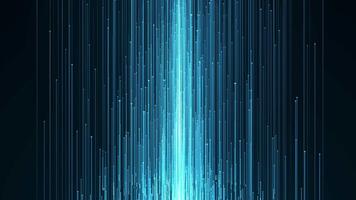 Abstract digital background with glowing neon particles flying upward. movement of a stream of glowing bright lines of particles. connection visualization. Seamless loop abstract background video