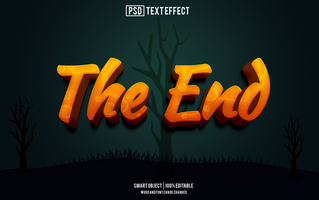 The end text effect in 3d psd