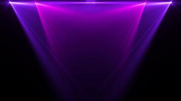Template of an empty studio stage or podium for product showcase, illuminated by volumetric spotlights. lights shine in the studio. Neon light movement. video