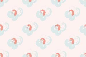 Naive floral pattern in the style of the 70s with groovy daisy flowers of natural tones. Retro design. Contemporary minimalistic trendy background for kids. Scandinavian nursery print. vector