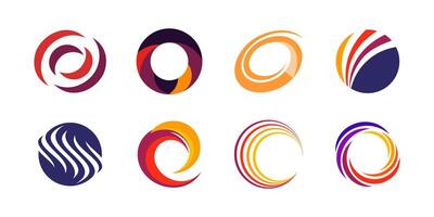 Set of Round circle abstract colorful color curve spiral logo . vector