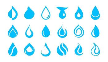 Set of Water Drop shape icon logo , abstract wet drip vector