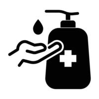 Hand with sanitizer icon on white background vector