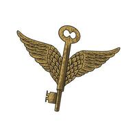 winged key illustration with color vector