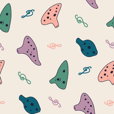 Ocarina Music Note Seamless Pattern illustration for Print, Wallpaper, Decoration.