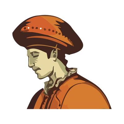 A man in an orange hat with a black hat