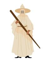 An illustration of a wizard with a staff vector
