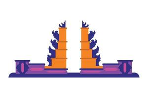 A pair of pillars with flames on them vector