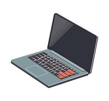 An open laptop computer with a keyboard and mouse vector