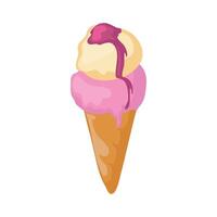 Ice cream cone with pink and purple ice cream in it vector