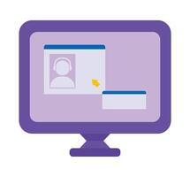 A computer monitor with a phone icon on it vector