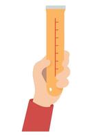 A hand holding a thermometer in front of a white background vector