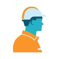 A man in a hard hat is shown in profile vector