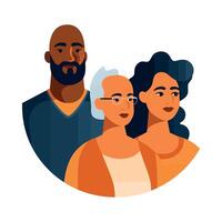 An illustration of a family with two adults and a child vector
