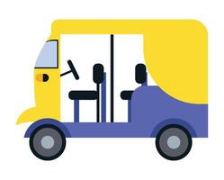 A yellow and blue tuk tuk is shown vector