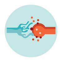 An illustration of a hand holding a red and orange object vector