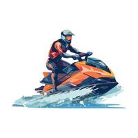 A man riding a jet ski on a white background vector