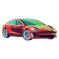 A red tesla car on a white background vector