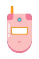 A pink phone with a blue button on it vector