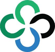 A modern logo design with three interconnected circular shapes vector
