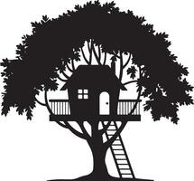 Tree house silhouette art illustration with white background vector
