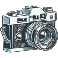 An illustration of a camera on a black background png