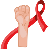 A fist with a red ribbon around it png