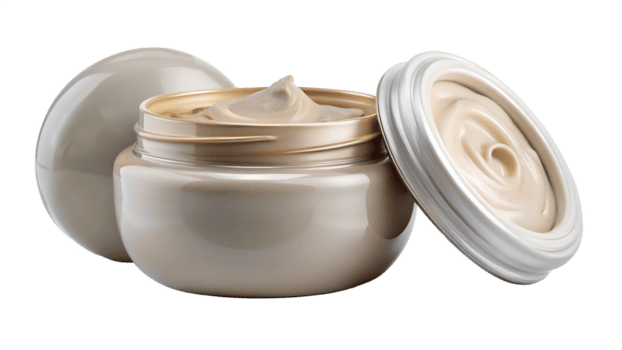 cremoso cuidados com a pele produtos dentro uma à moda recipiente, cortar Fora transparente png
