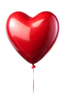 Red heart balloon floating in air, cut out transparent png