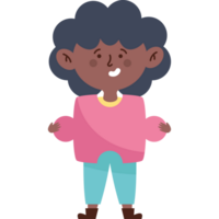 An illustration of a black woman with a pink sweater png