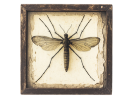 Large insect specimen displayed in an ornate frame, cut out transparent png