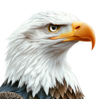 Close-up view of a majestic bald eagle's profile, cut out transparent png