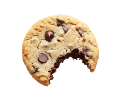 Bite taken from a chocolate chip cookie, cut out transparent png